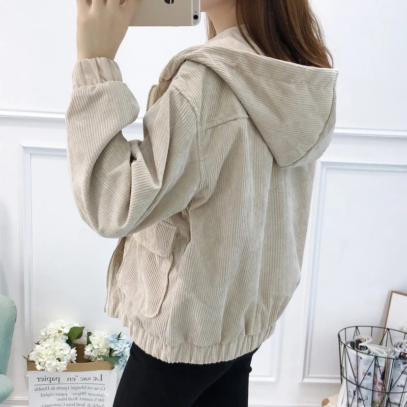 Вельветовая куртка для женщин новинка весны 2019 короткие женские пальто с