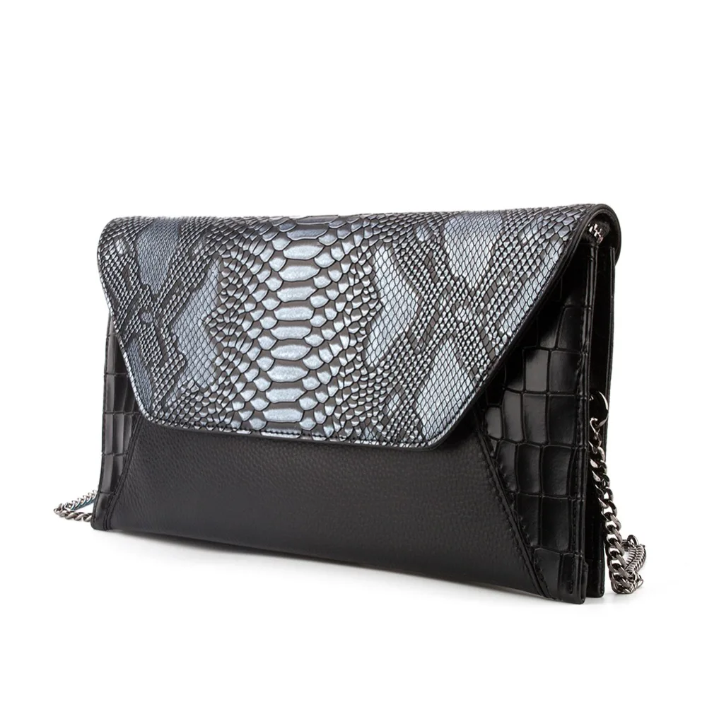 Сумка на плечо из натуральной кожи женская сумка клатч змеиной 2 отделения|wristlet