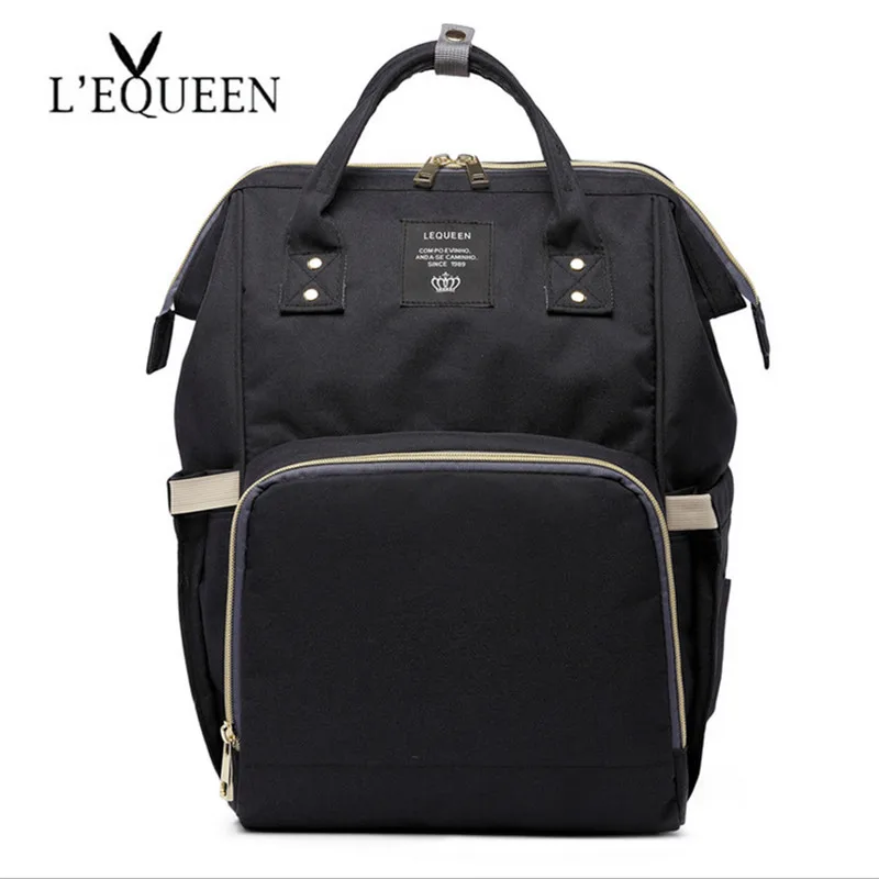 Black LEQUEEN Baby Care пеленка сумка мама папа большой емкости путешествия рюкзак для мам Материнство влажная Сумка водонепроницаемая Детская сумка для беременных - Цвет: Black