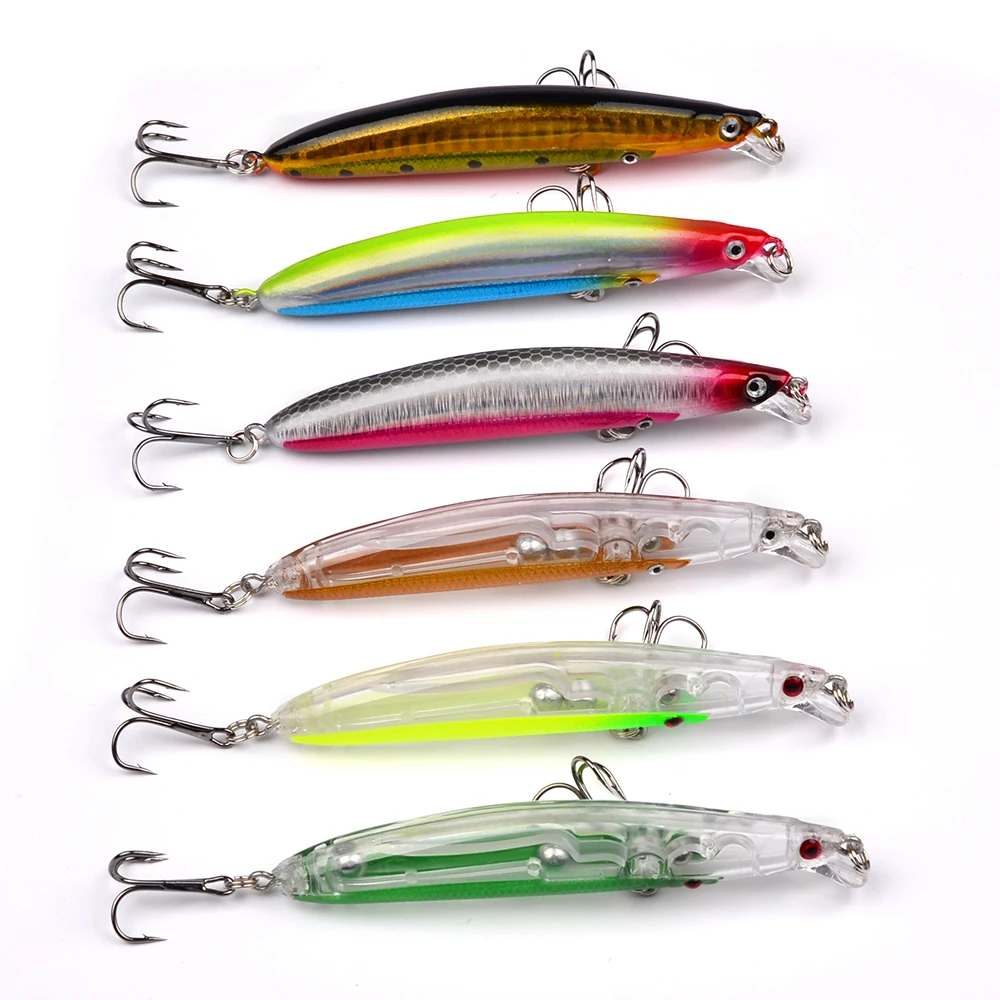 6 ШТ. Рыбалка Пластиковые Приманки Гольян Жесткий Бас 9.5 см-3.74 &quot/9.6 г-0.34 унц. с №