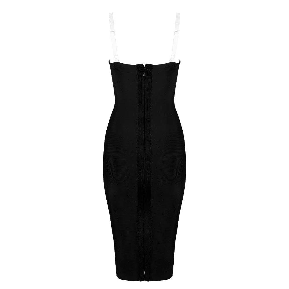 

INDRESSME Elegant Strapless Knee Length Women Evening Party Bandage Dress Sexy Spaghetti Strap Backless Women Dress Vestidos