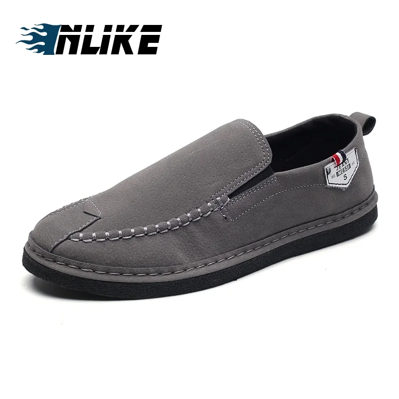 

INLIKE Men Casual Shoes Leather Male Loafers Slip-On Cheap Doug Shoes Breathable Comfortable Boat Flat Footwear