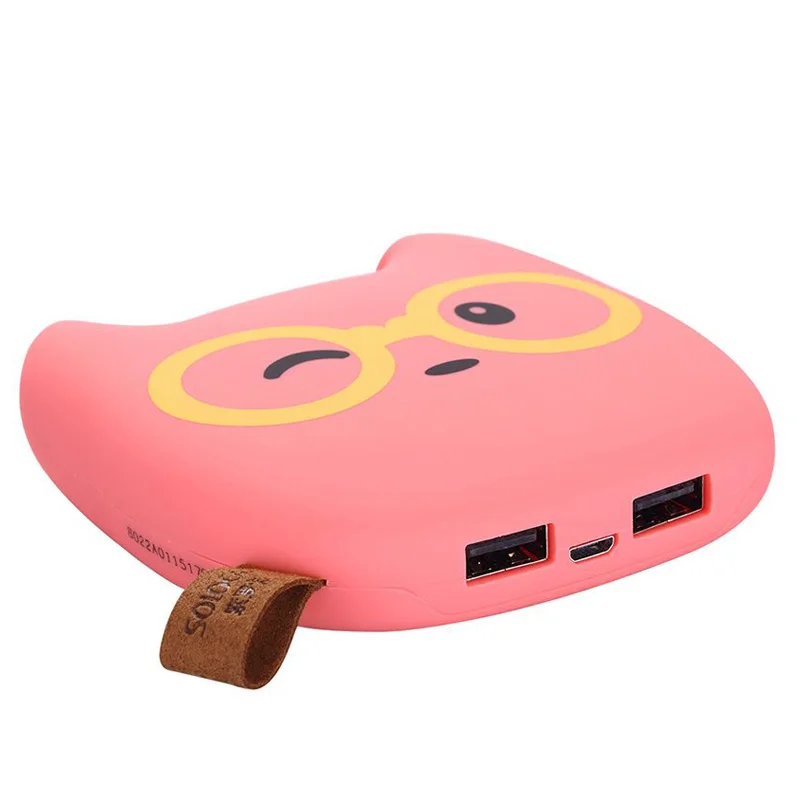 Solocar Портативный Банк силы Мультфильм Зарядное Устройство 18650 Power Bank 7500 мАч литий