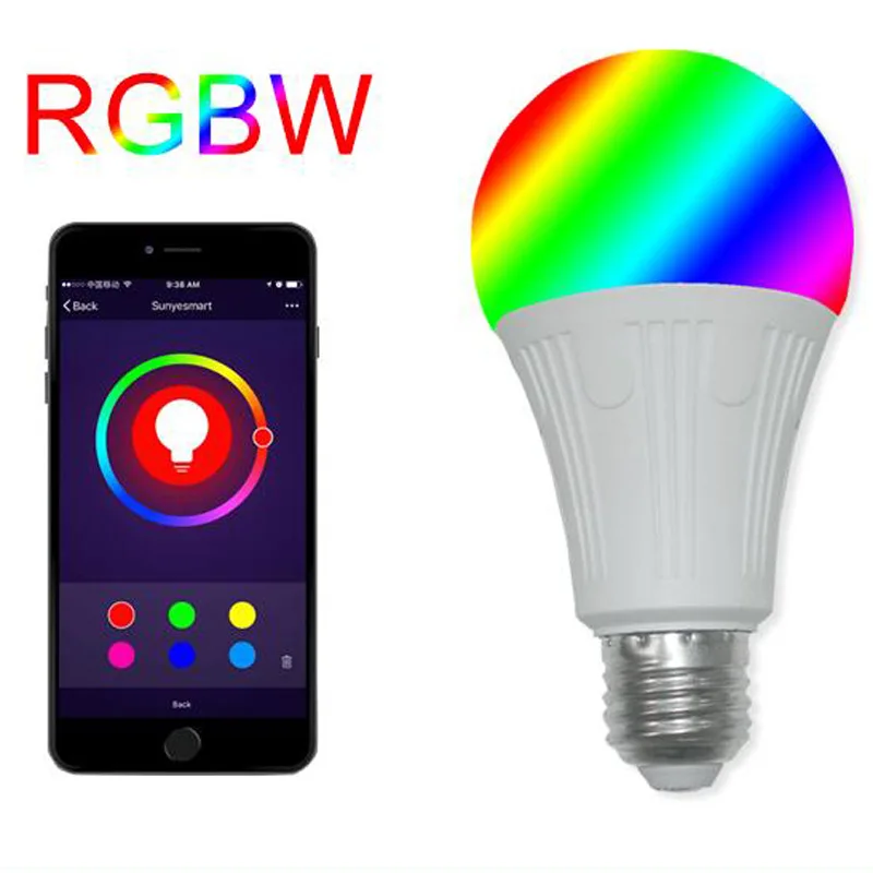 Светодиодная RGBW лампа E27 B22 7W RGBwifi умная alexa Голосовое управление освещение AC85