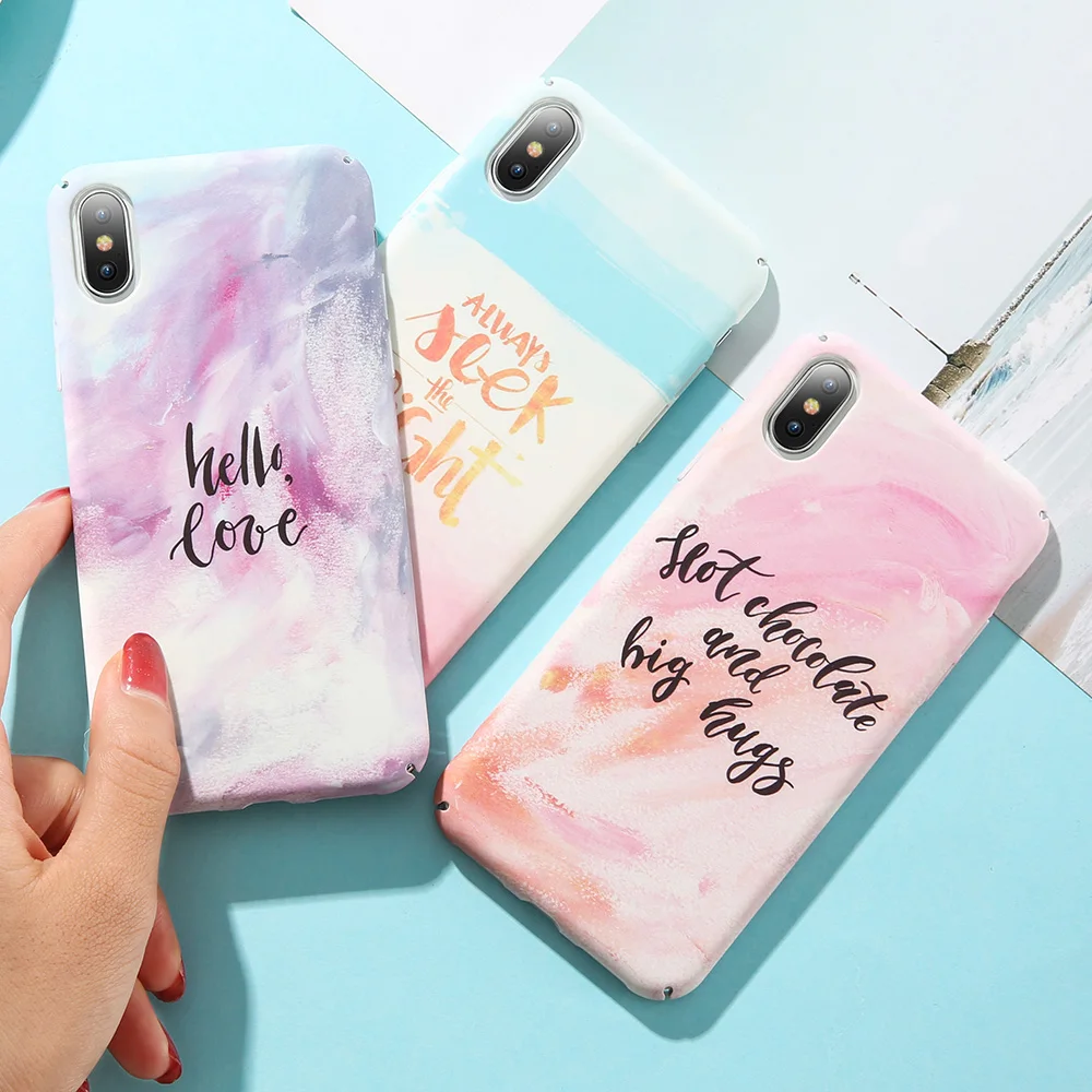 KISSCASE PC Dye Water Shell Case For iPhone XS XR MAX X Watercolor Ink Hard Cover 7 8 6 6S Plus 5 5s se Fundas |