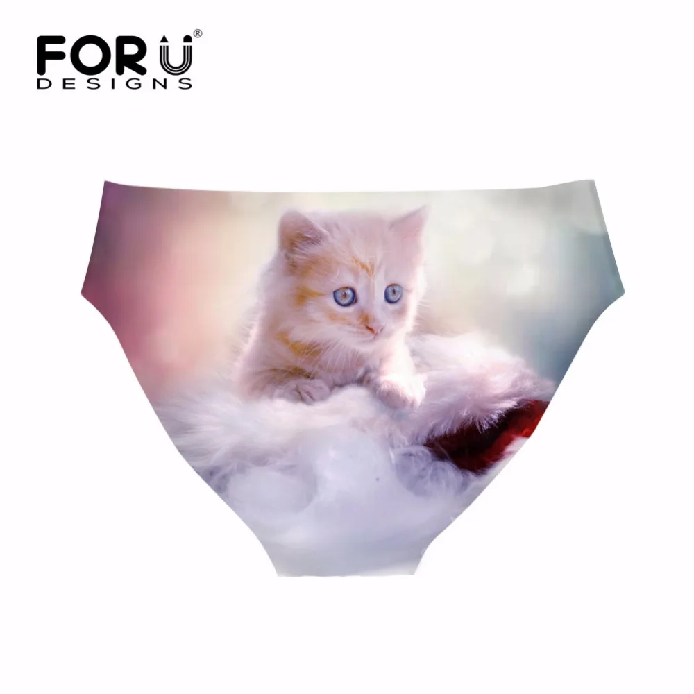 FORUDESIGNS женский сексуальный бесшовный Трусики милый кот 3D печать нижнее белье трусы женские модные женские трусы нижнее белье Calcinha