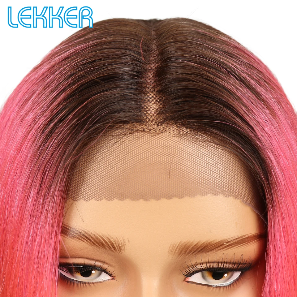 Парик женский прямой из натуральных волос розовый карамельный красный|Парики с