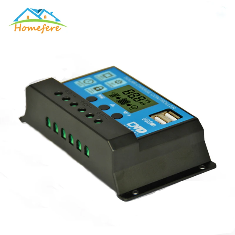 Solar Controller 12V/24V Auto Charge 30A/20A/10A WM Controllers LCD Dual USB 5V Output Panel PV Regulator | Обустройство дома