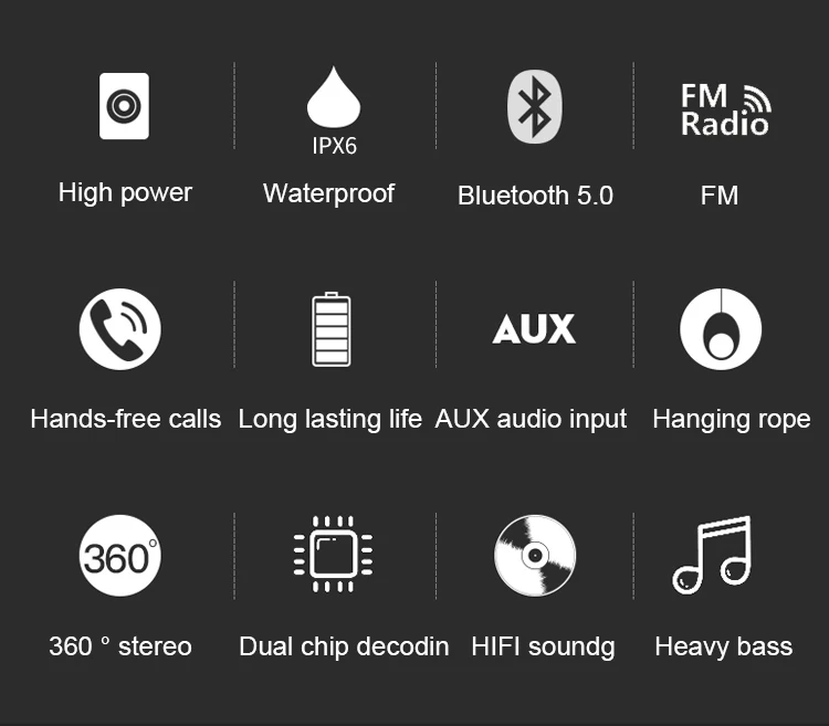 Мини Водонепроницаемый Bluetooth динамик портативные беспроводные колонки для улицы сабвуфер громкий динамик MP3 стерео музыка объемный TF fm-радио