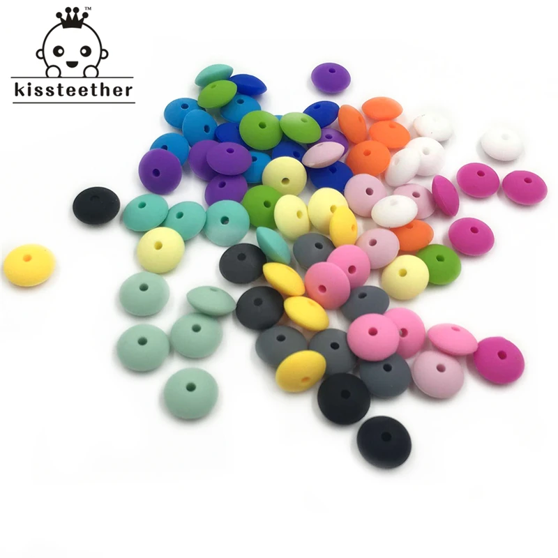 

12mm(0.47'')Baby Teether Beads Silicone Lentil Beads Eco-friendly Abacus Beads Teething Accessories DIY Making Handmade Jewelry