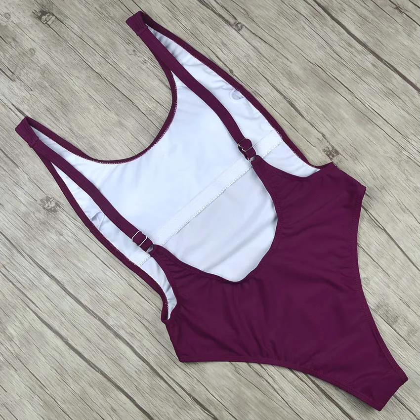 Женский цельный купальник сексуальный Однотонный черный с открытой спиной и