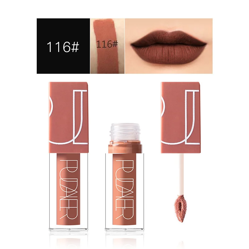 Waterproof matt lip stick Moisturizer velvet Smooth lasting matte Liquid lipstick Brown Lip Gloss Cosmetic Beauty Makeup |