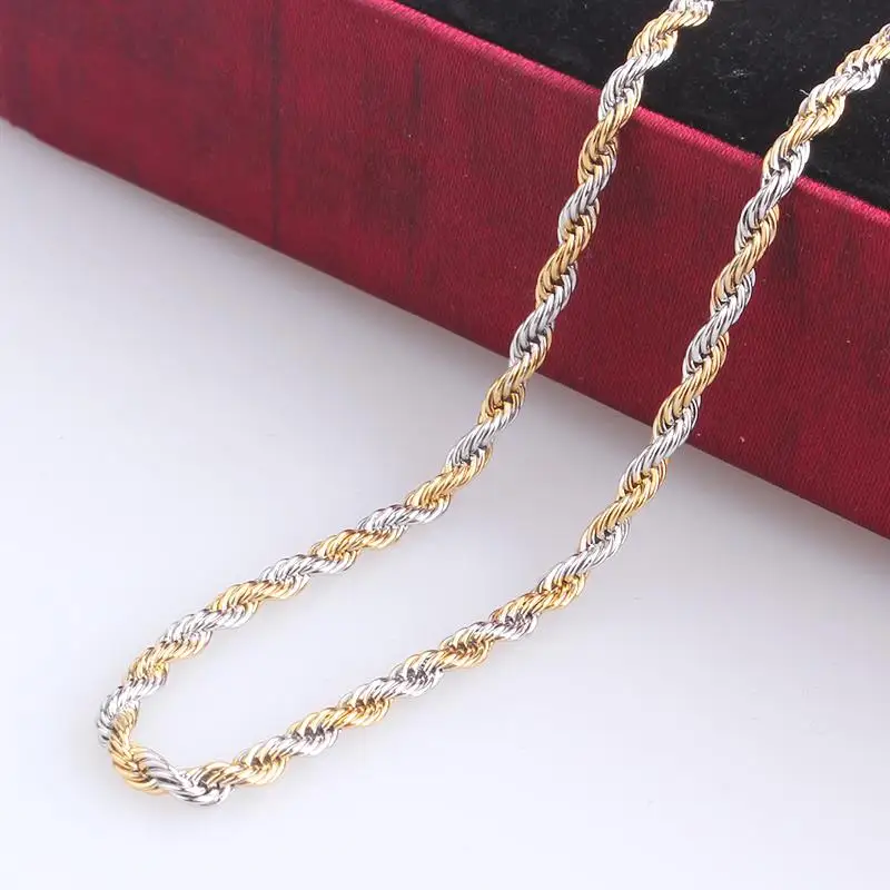 3 мм ширина Золото Цвет Серебряный крест конопли цветы цепи длина 60 см 316L ожерелье