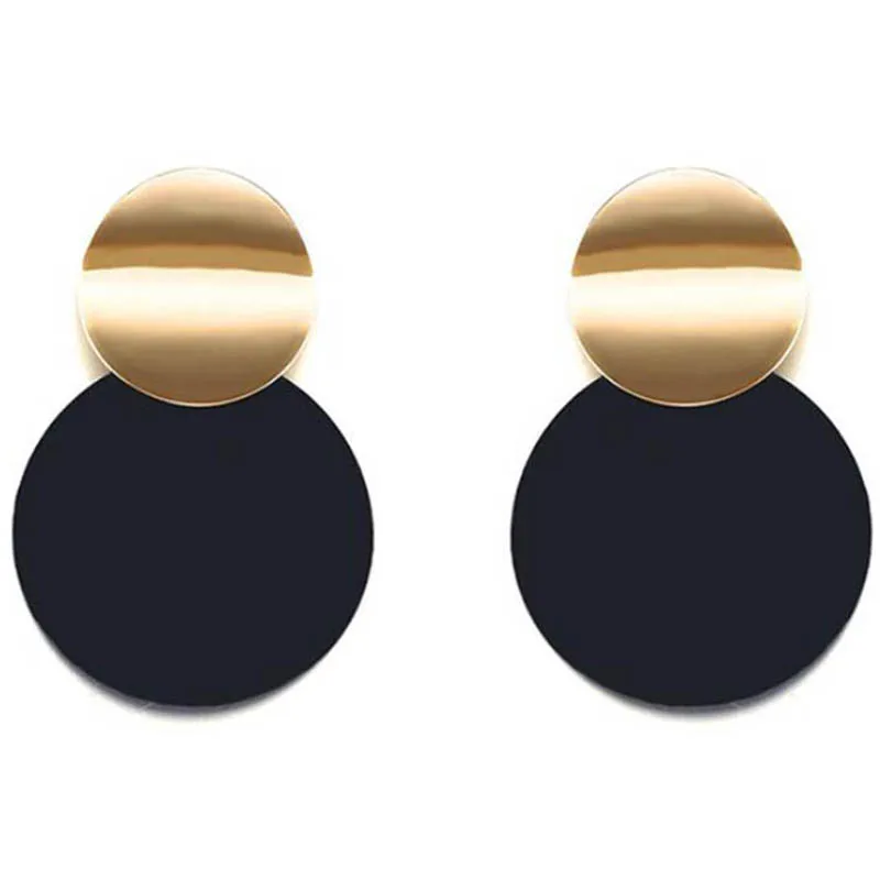 Gold Black XIYANIKE элегантные круглые металлические неровные серьги для женщин НОВЫЕ геометрические серьги из сплава модные ювелирные изделия подарок 3 цвета E249 - Окраска металла: Gold Black