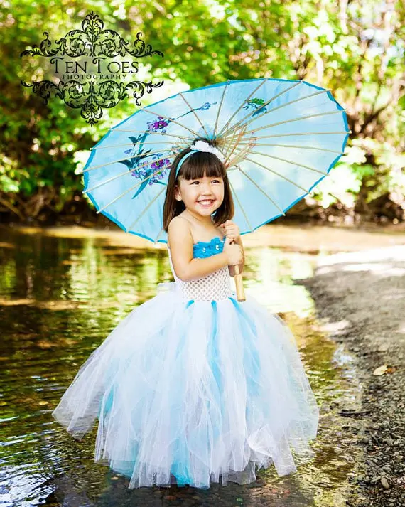 Beautiful Girl's Tutu Dress Toddler Crochet Tulle Tutus Long Ball Gown with Flowers Children Wedding Party Kids Clothes | Детская