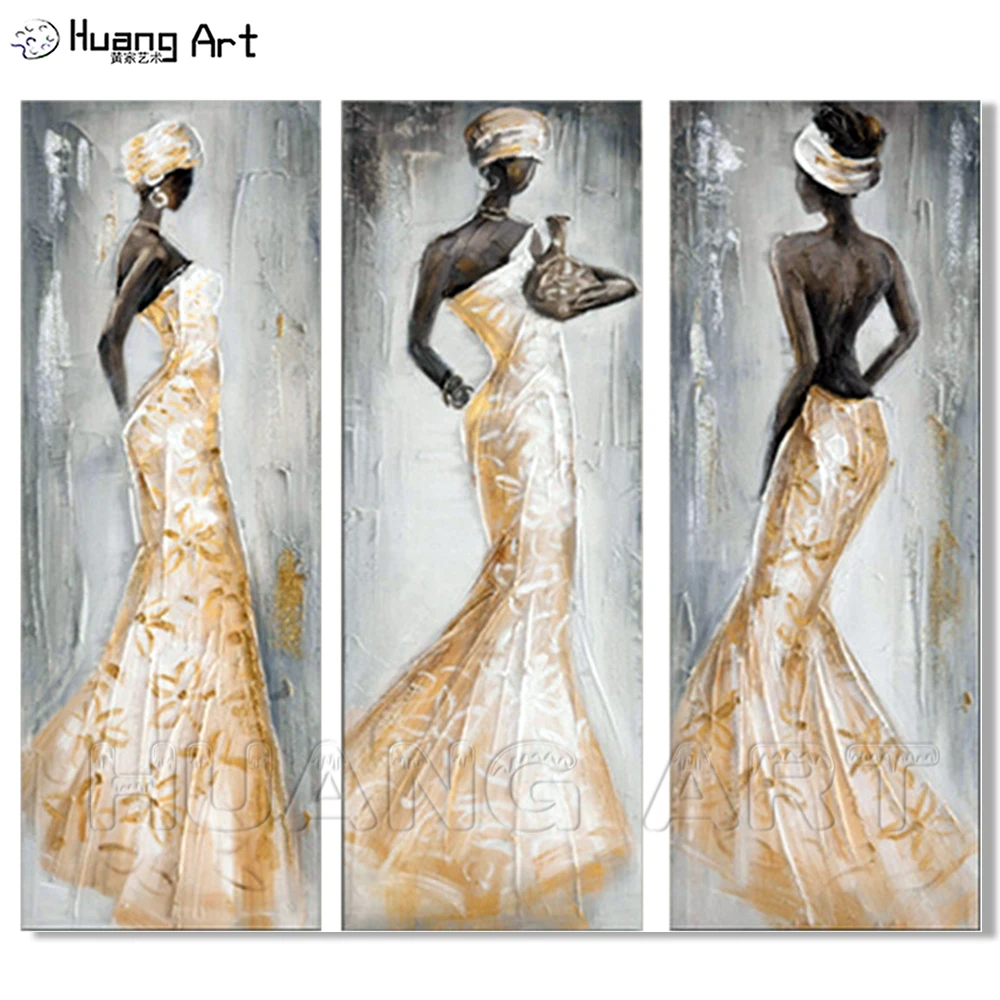 3 Панели холст живопись ручная роспись абстрактная фигурка картины маслом