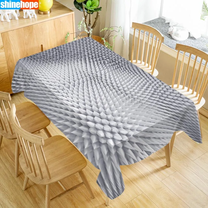Новая ткань Оксфорд 3D скатерть черно-белые полосы узор Пылезащитная столовая скатерть Свадебные украшения Скатерть - Цвет: tablecloths 1