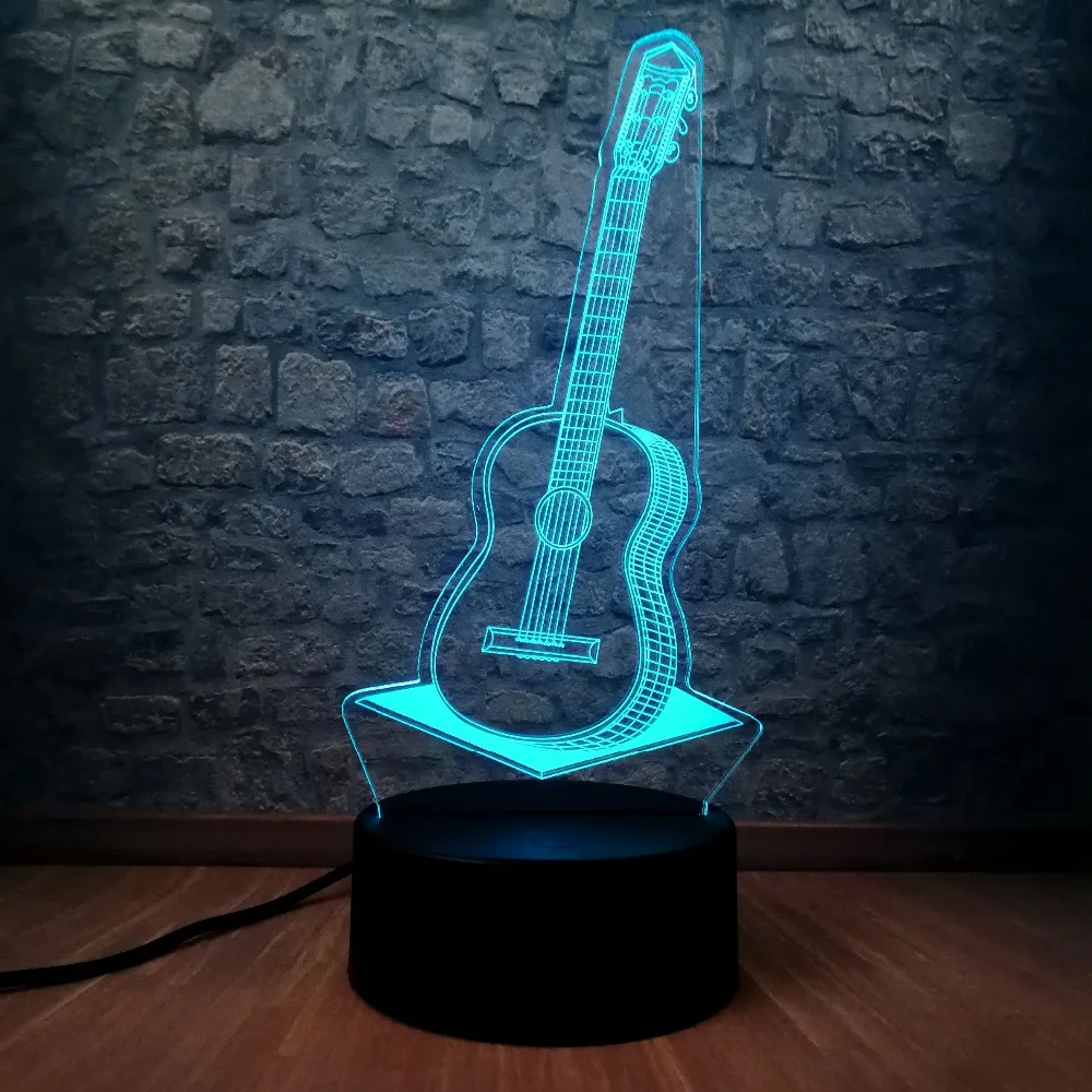 2017 креативная поп кантри музыкальная гитара 3D USB светодиодный светильник 7 цветов