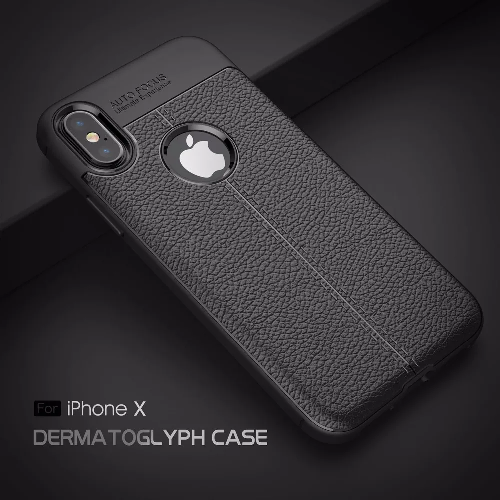 Мягкий чехол для iPhone X 6 7 8 Plus мягкий силиконовый из углеродного волокна полная