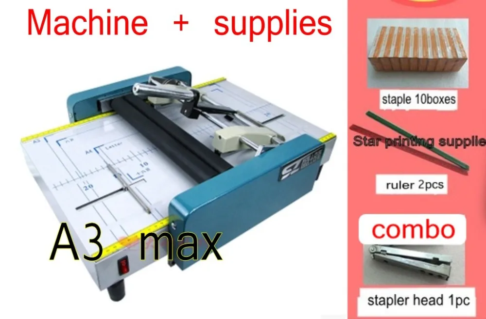 

Saddle Stapler Machine Booklet Maker A3 Size Pamphlet Paper Folding 2 in 1