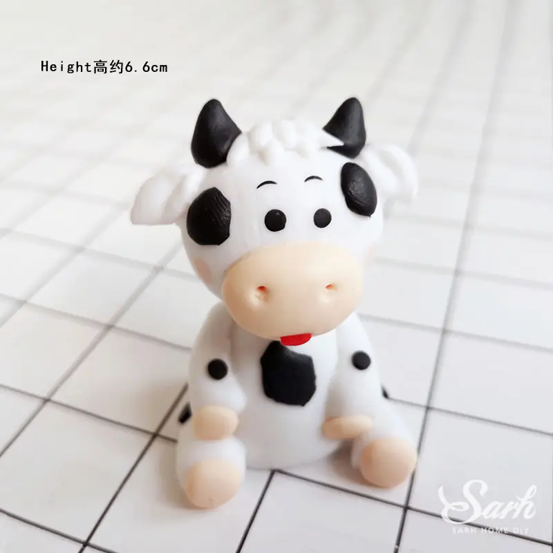 Cow Украшения в виде панды, медведя, Льва, лягушки, слона для детского дня рождения, вечерние топперы для торта, свадебные принадлежности для дня рождения, милые подарки для выпечки - Цвет: Cow