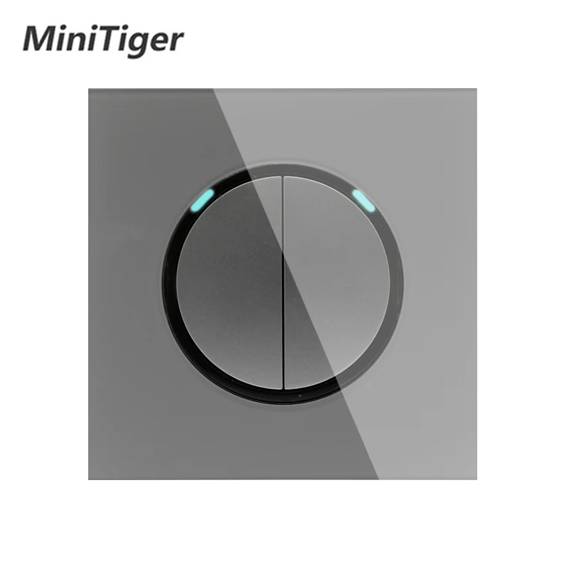 Настенный светильник Minitiger 2 Gang 1 Way с серым кристаллом закаленное стекло |