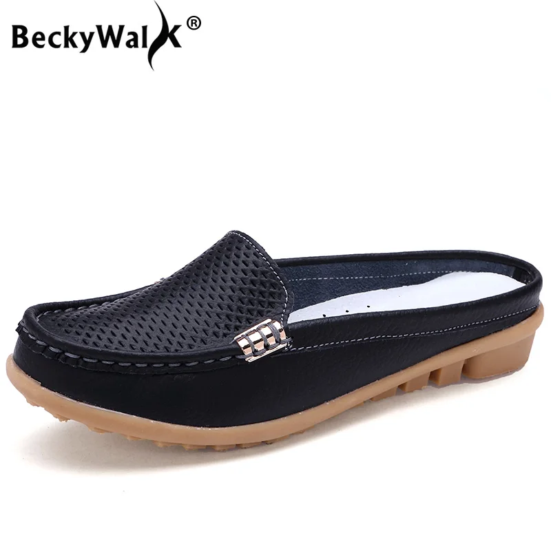 Босоножки BeckyWalk женские с закрытым носком натуральная кожа туфли вырезами