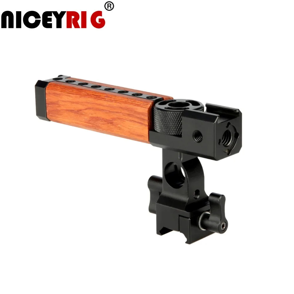 NICEYRIG ручка для камеры с деревянной ручкой ручка для камеры деревянная Верхняя ручка для сыра NATO 15 мм стержень зажим для холодного башмака 1/" 3/8" винт