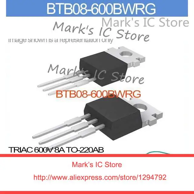 BTB08-600BWRG TRIAC 600V 8A TO-220AB BTB08-600BW 08-60 BTB08-60 08-600 BTB08 08-600B | Электронные компоненты и