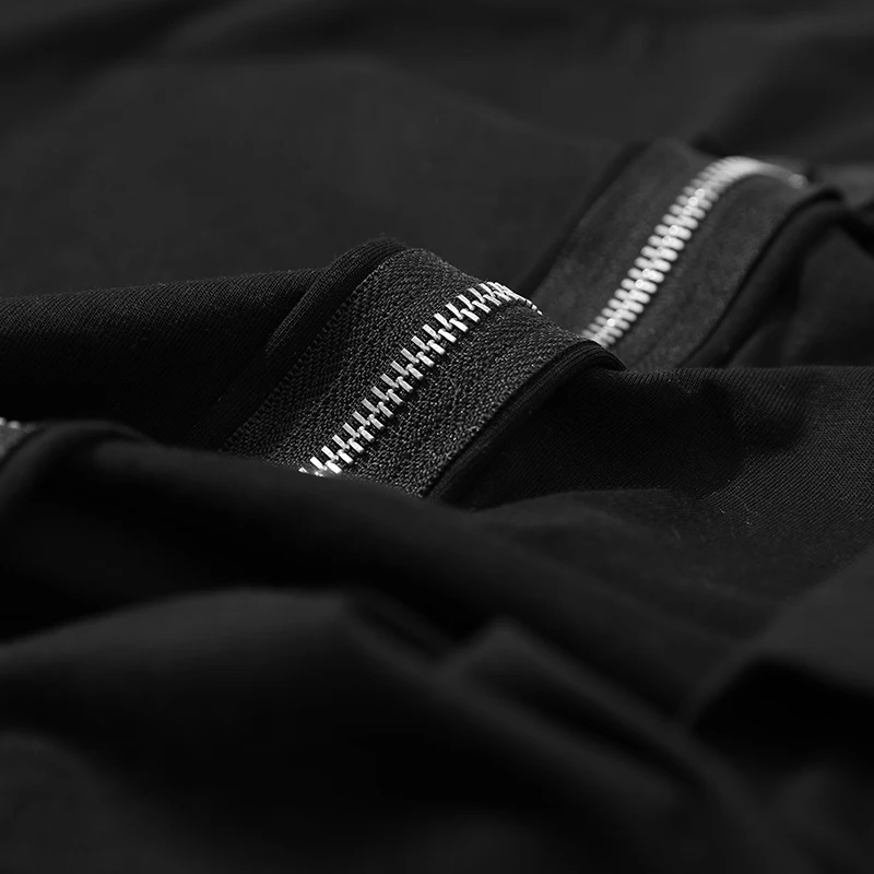Men's Short Sleeve Cotton T-shirt 2018 Summer New Loose Style Solid Color O-Neck Zipper Decoration Basic Tees 82DT169LN | Мужская
