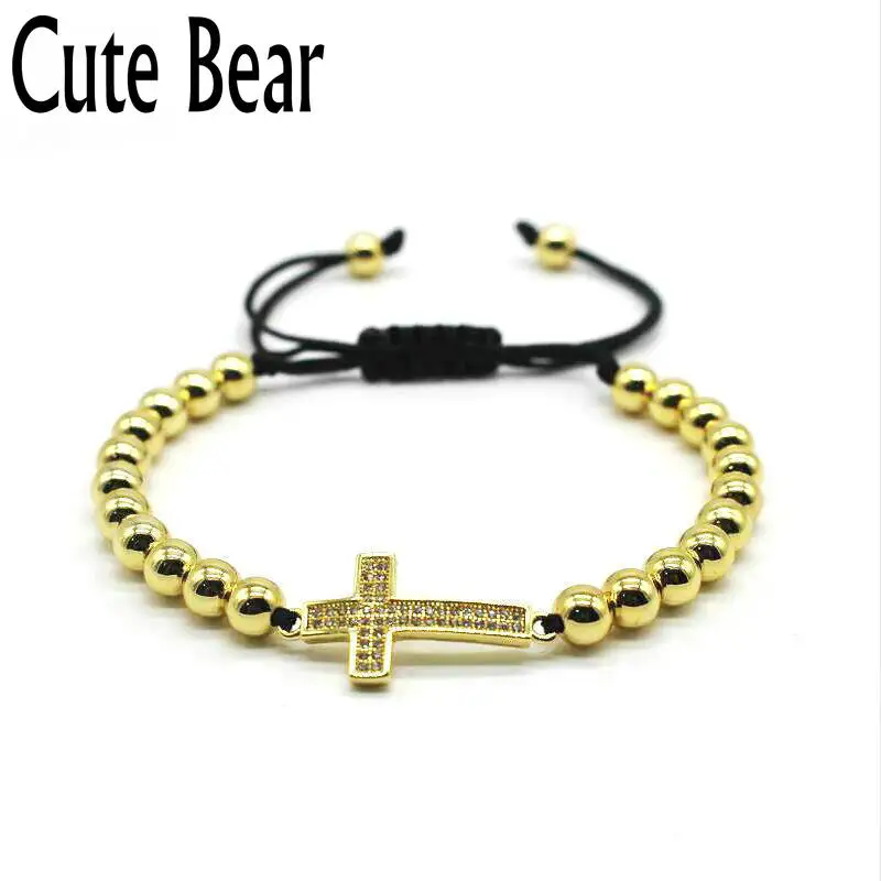 Брендовый милый Мишка 6 мм браслет из медного Бисера модный микро проложить CZ