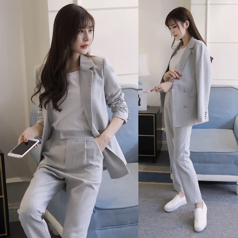 Фото Women's suits thickened small suit trousers two sets of women 2019new autumn and winter OL women's casual solid color wild loose Women's suits thickened small suit trousers two sets of women 2019new autumn and winter OL women's casual solid color wild loose