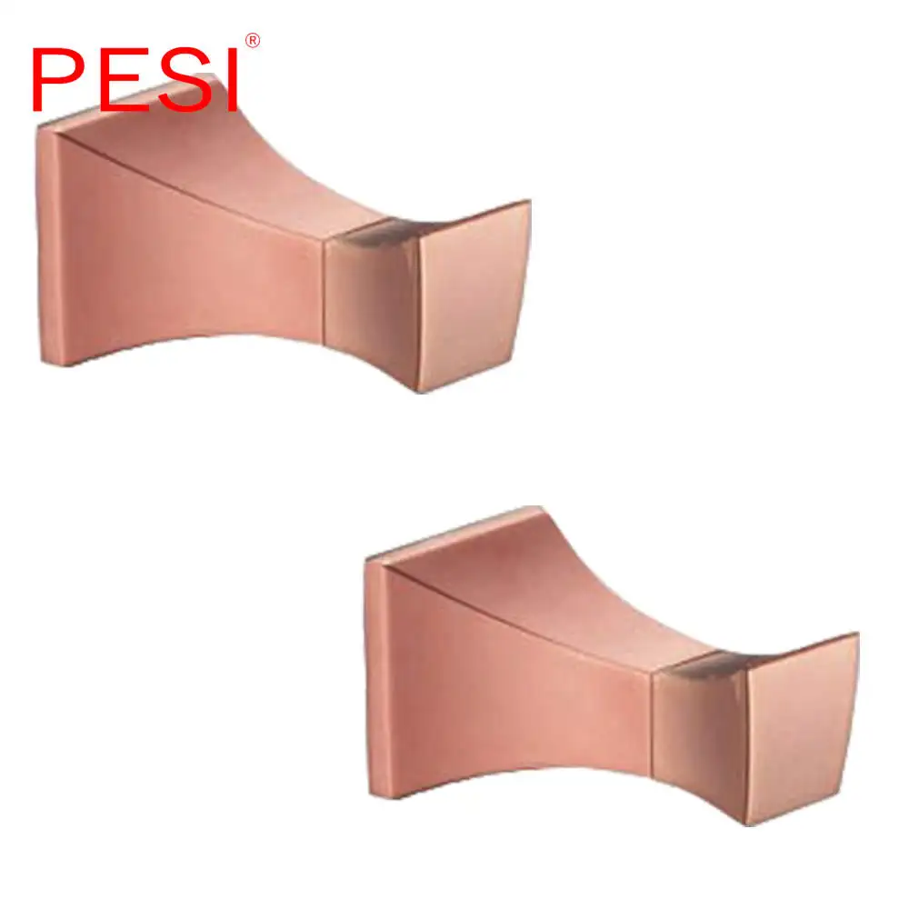 Robe hook Латунный набор аксессуаров для ванной комнаты, крючок для халата, вешалка для полотенец, барная полка, держатель для бумаги, держатель для зубной щетки, аксессуары для ванной комнаты, розовое золото - Цвет: Robe hook