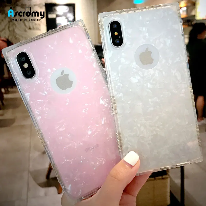 Ascromy для IPhone X Case Роскошные прозрачные ультра тонкие блестящие милые