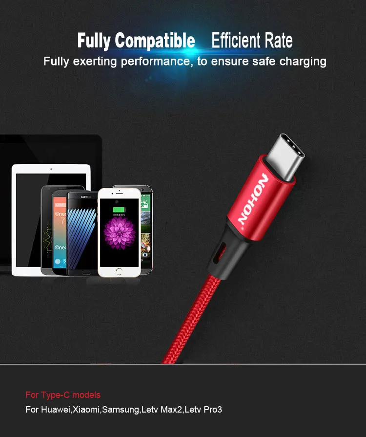NOHON usb type-C кабель для быстрой зарядки для samsung Xiaomi Nokia LG MacBook huawei type C USB кабель для синхронизации данных