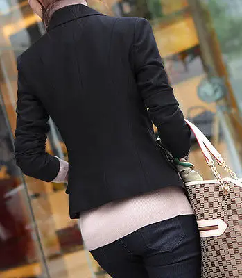 

GL Hot Fashion 2016 Women's One Button Slim Casual Business Suit Jacket Outwear Black Jackets
