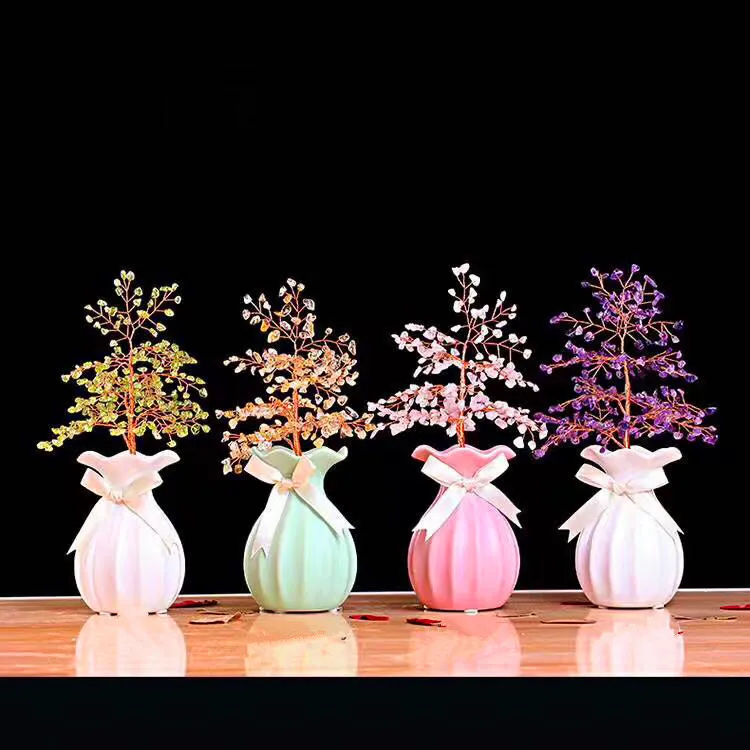 

Home office small set ceramic vase hand - made gravel rich tree