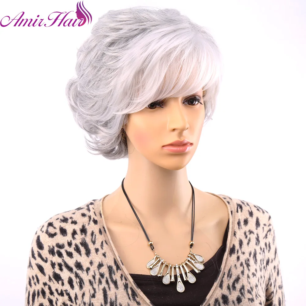 

Amir Short Wig For Women Synthetic Grey Hair Curly Wigs Blonde Ombre wig Heat Resistant Fiber Hair wigs Cosplay Party