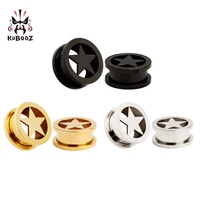 kubooz piercing stainless steel star logo ear plugs piercing tunnels expander earrings pair selling ear gauges
