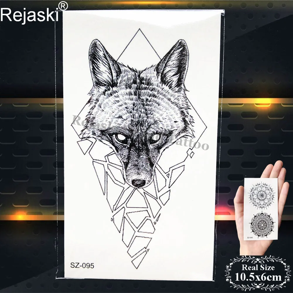 Черная Геометрическая популярная временная татуировка Rejaski Мужская модная