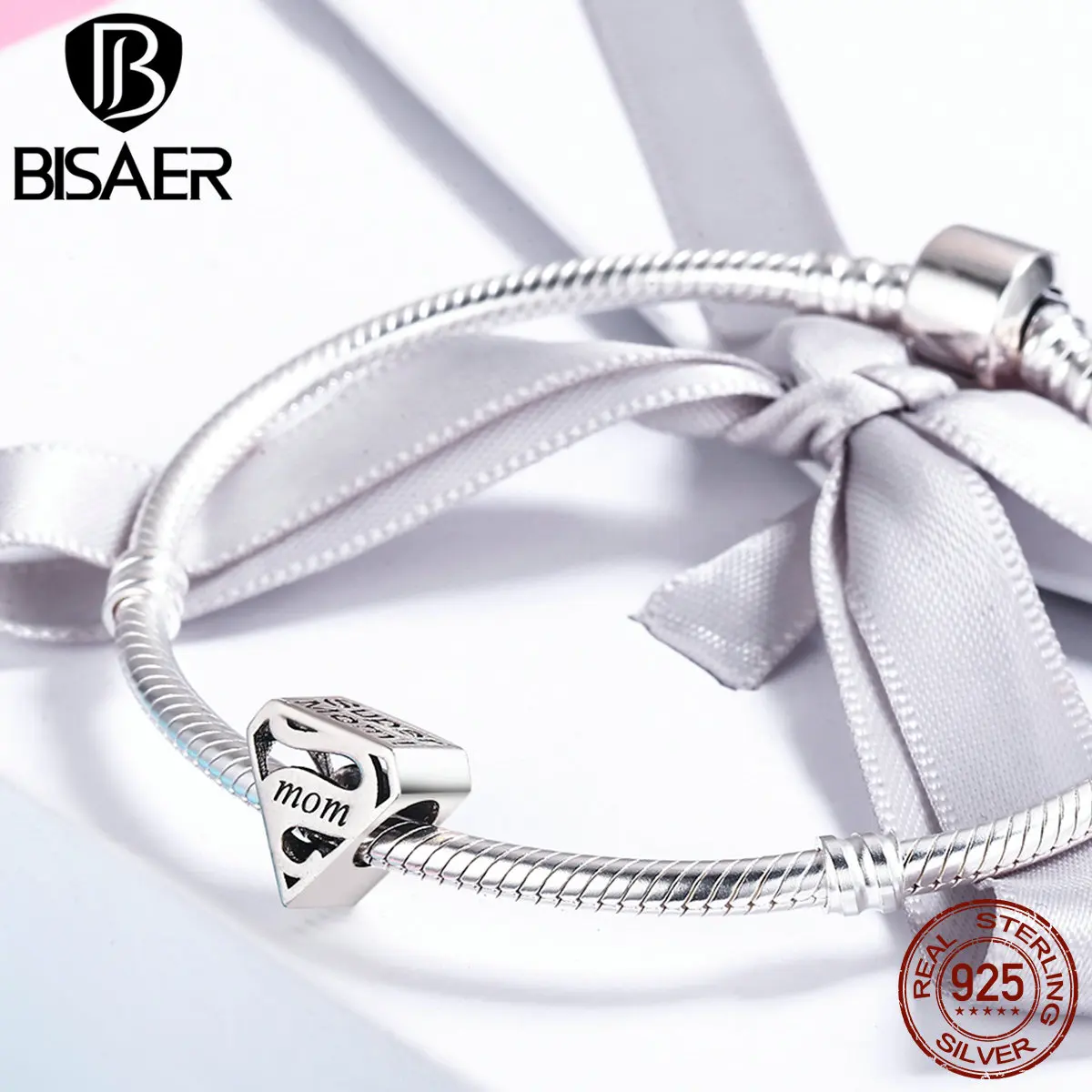 925 пробы серебро супер мама, моя любимая мама сердце бусины подходят BISAER Шарм Браслеты DIY аксессуары подарок ECC429