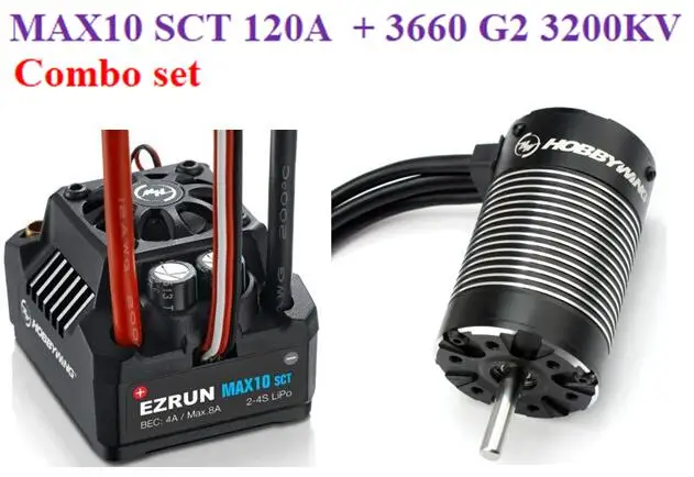 Hobbywing EZRUN MAX10 SCT 120A бесщеточный ESC + 3660 G2 3200KV/ 4000KV/4600KV Бесконтактный мотор комбо набор