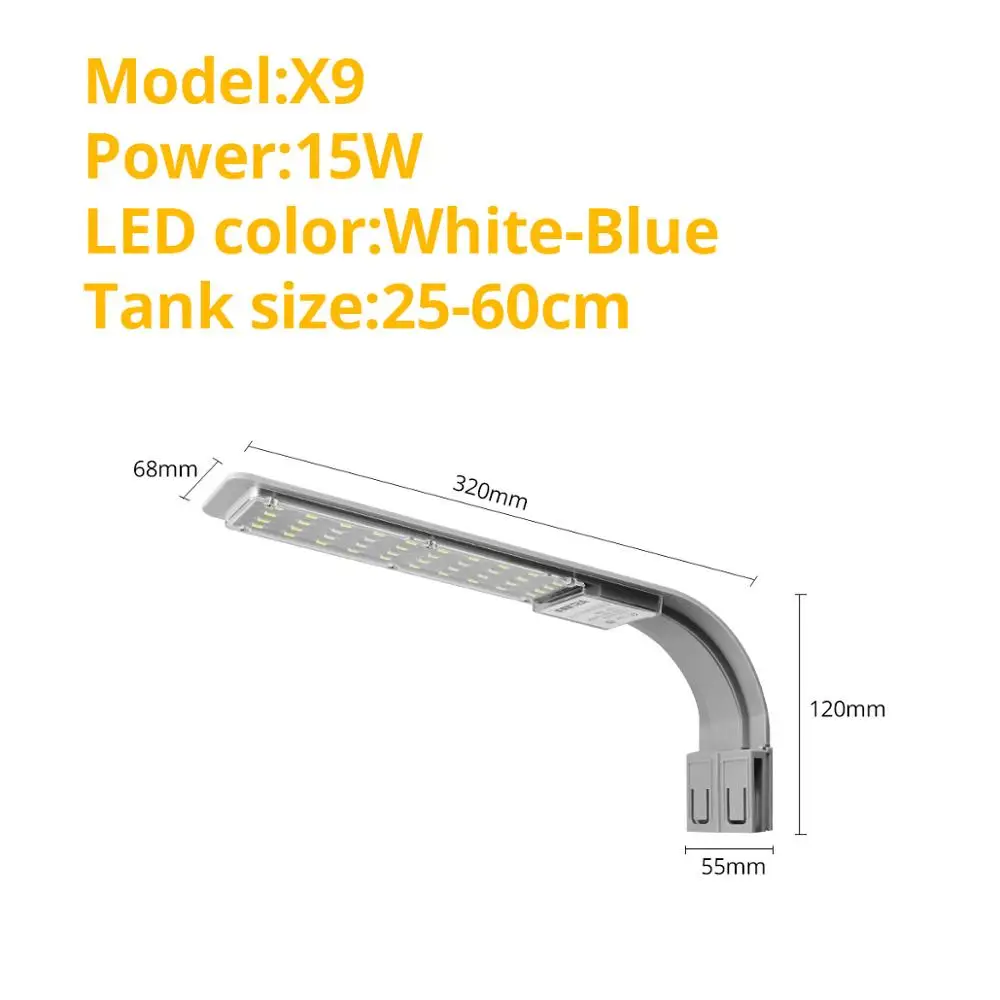 X9 White Blue Light 5 Вт 10 Вт 15 Вт светодиодный ночник для аквариума растительный светильник с зажимом аквариумный светодиодный фонарь ночник освещение для аквариума 220 В - Испускаемый цвет: X9 White Blue Light