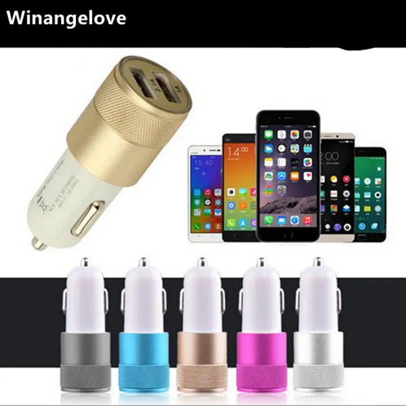 

Winangelove 200 шт. двойной usb порт Micro University алюминиевый сплав 2.1A + 1A автомобильное зарядное устройство для iphone 4 5 6 6s 7 для samsung s7 s6