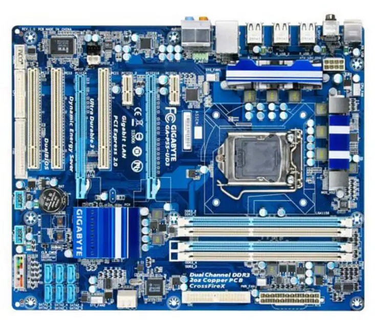 Для Gigabyte GA-P55-UD3 оригинальная бывшая в употреблении материнская плата для