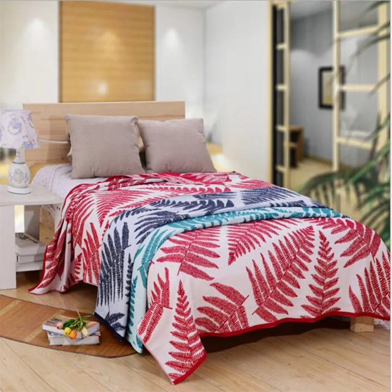 

Red Cedar Throws Quilts Comforter Duvet Quilt 100%Cotton Quilted Blanket Cartoon Stripe Map Parrots Tropical plant Blanket