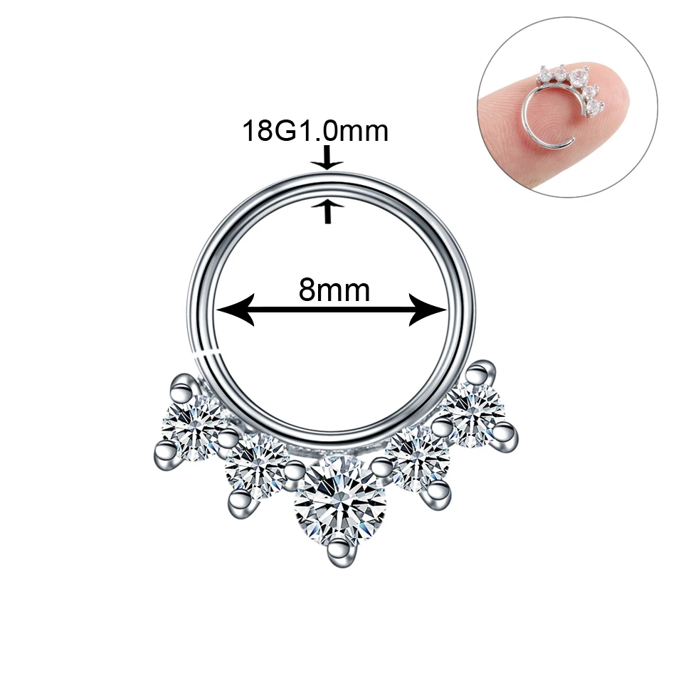 Трендовое 7 стильное медное кольцо в нос с кристаллами винтажные Спиральные