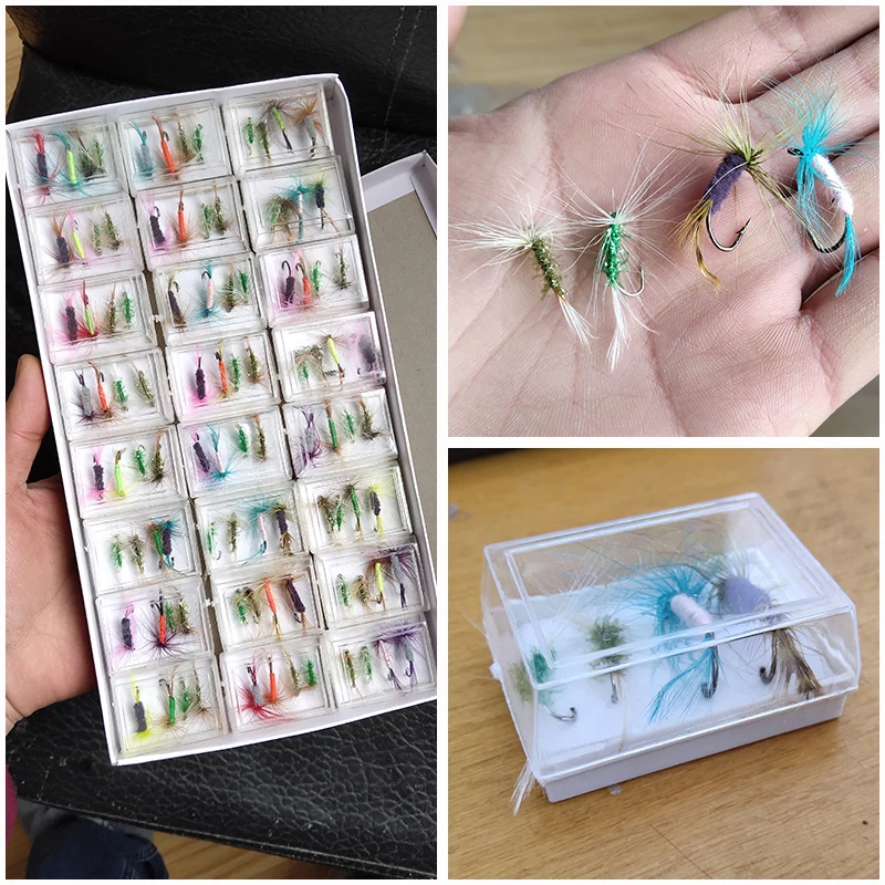 

Fly Fishing Flies 96pcs/set Fly Fishing Tying Insect with Hooks Salmon Trout Dry Fly Fishing Artificial Lure with Plastic Box