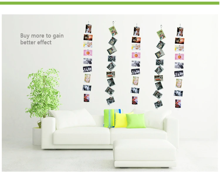 

2 sets 1.5/3m Modern Magnetic Photo Frame For Hanging Wall Art Photo Album Kraft Picture Rope Horizontal/Vertical Iron Rope