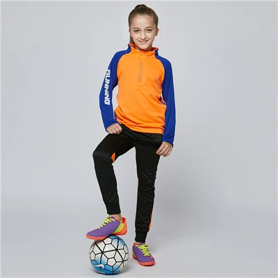 Soccer Jerseys Kids Men Women Soccer Jerseys Sets Uniform Pockets Long Football Training Suit Girl Football Kits Sportswear - Цвет: 55739093 orange